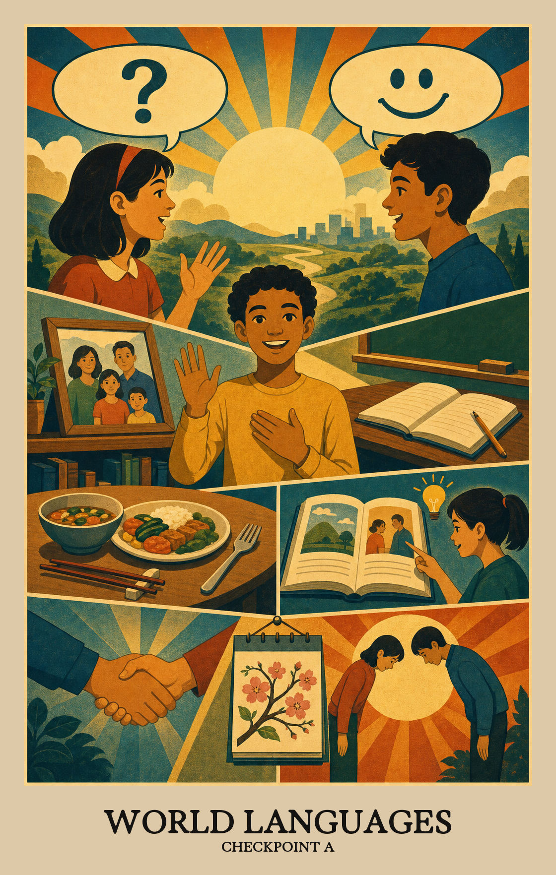 Illustration of what students learn in Checkpoint A World Languages