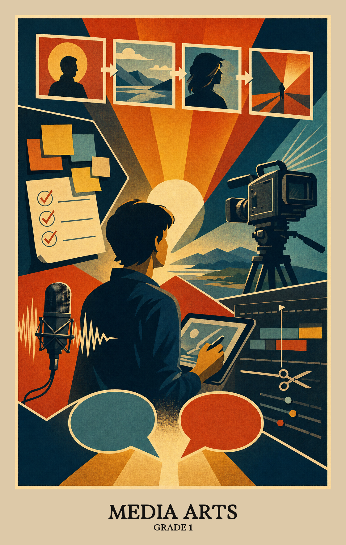 Illustration of what students learn in Grade 1 Arts: Media Arts