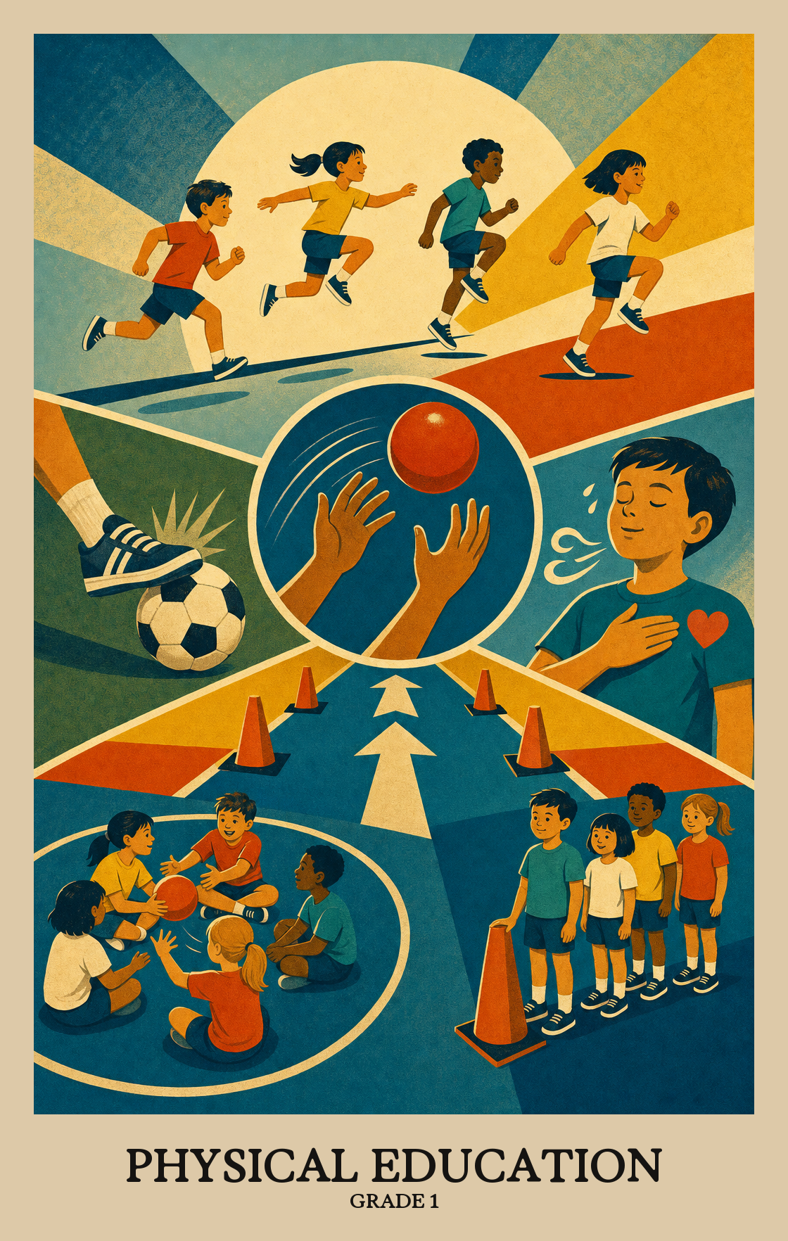 Illustration of what students learn in Grade 1 Physical Education