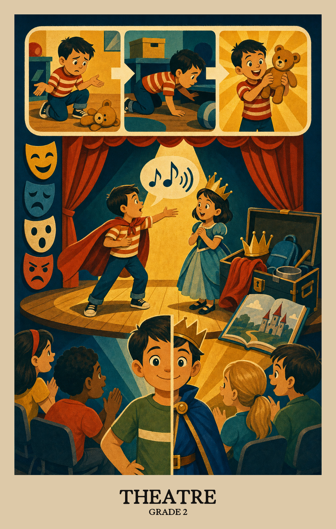 Illustration of what students learn in Grade 2 Arts: Theatre