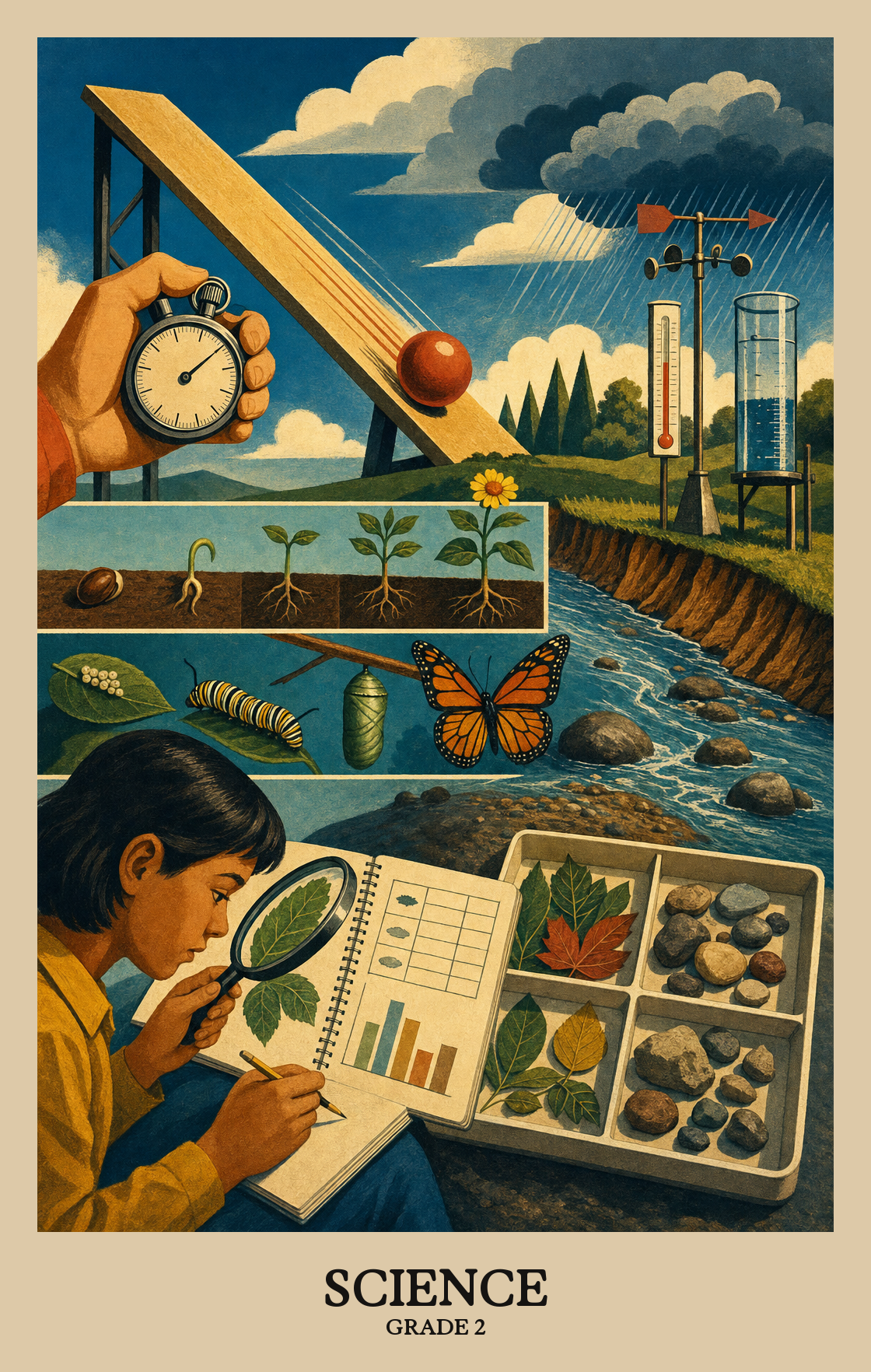 Illustration of what students learn in Grade 2 Science