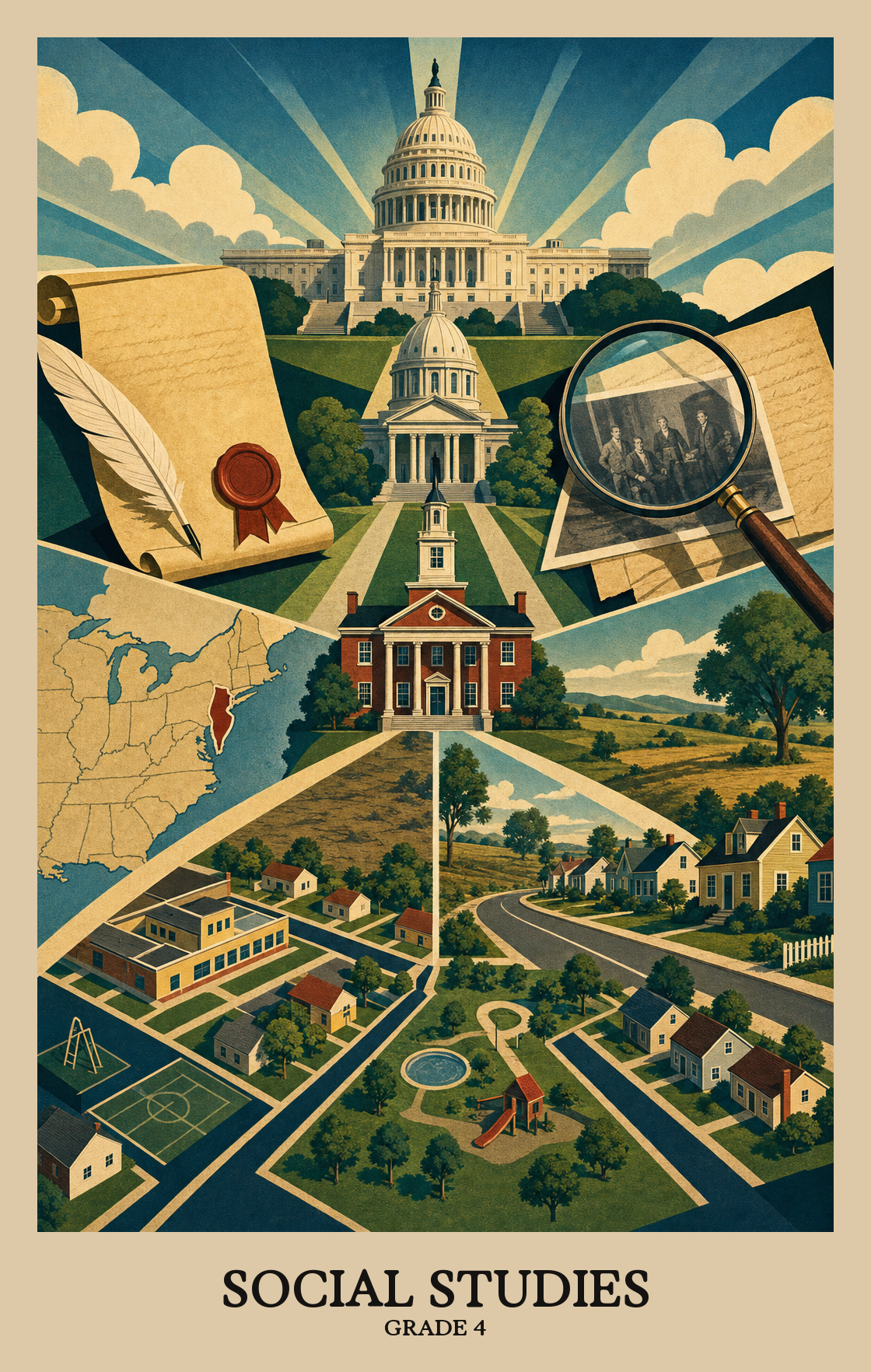 Illustration of what students learn in Grade 4 Social Studies