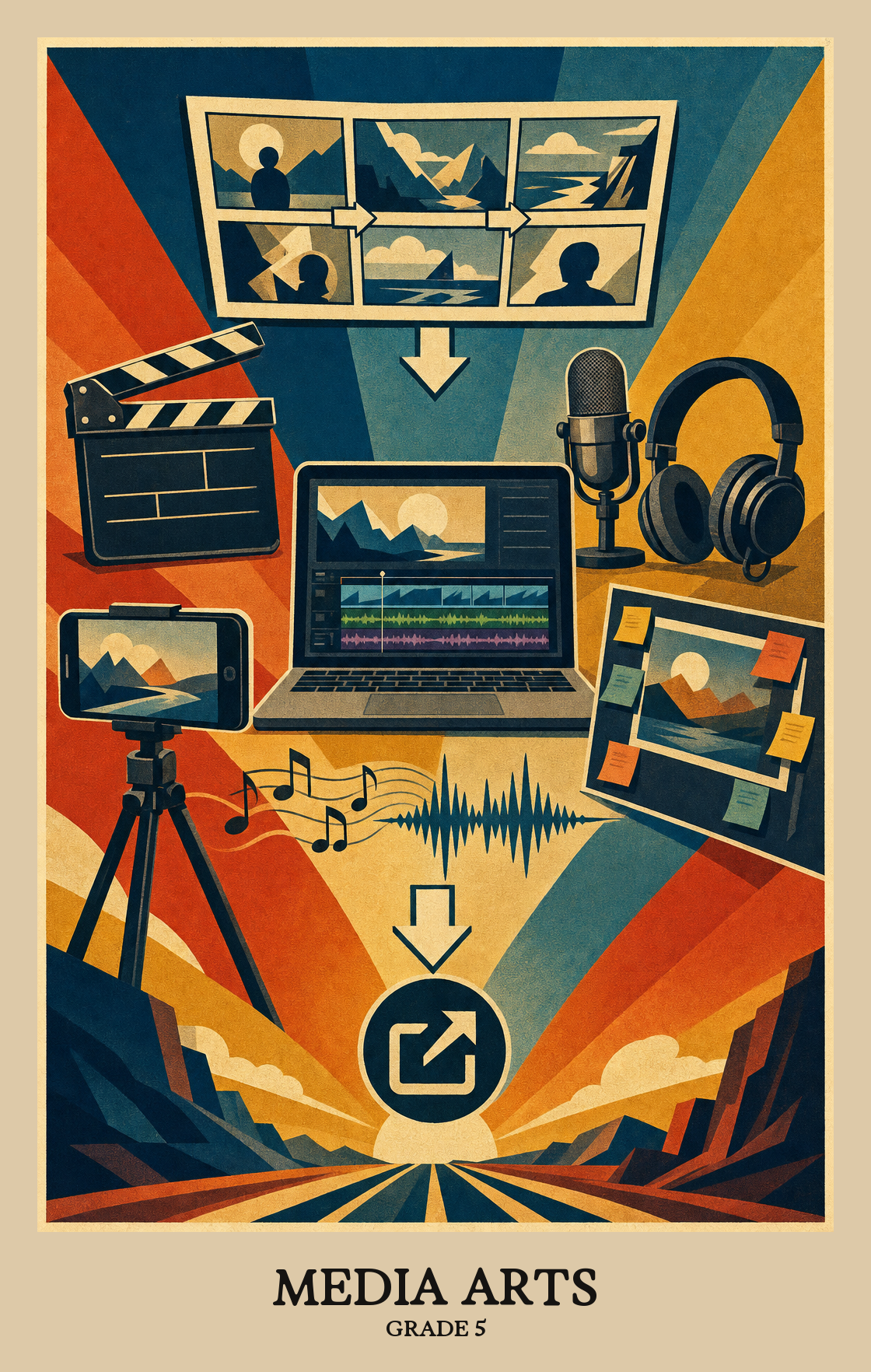Illustration of what students learn in Grade 5 Arts: Media Arts