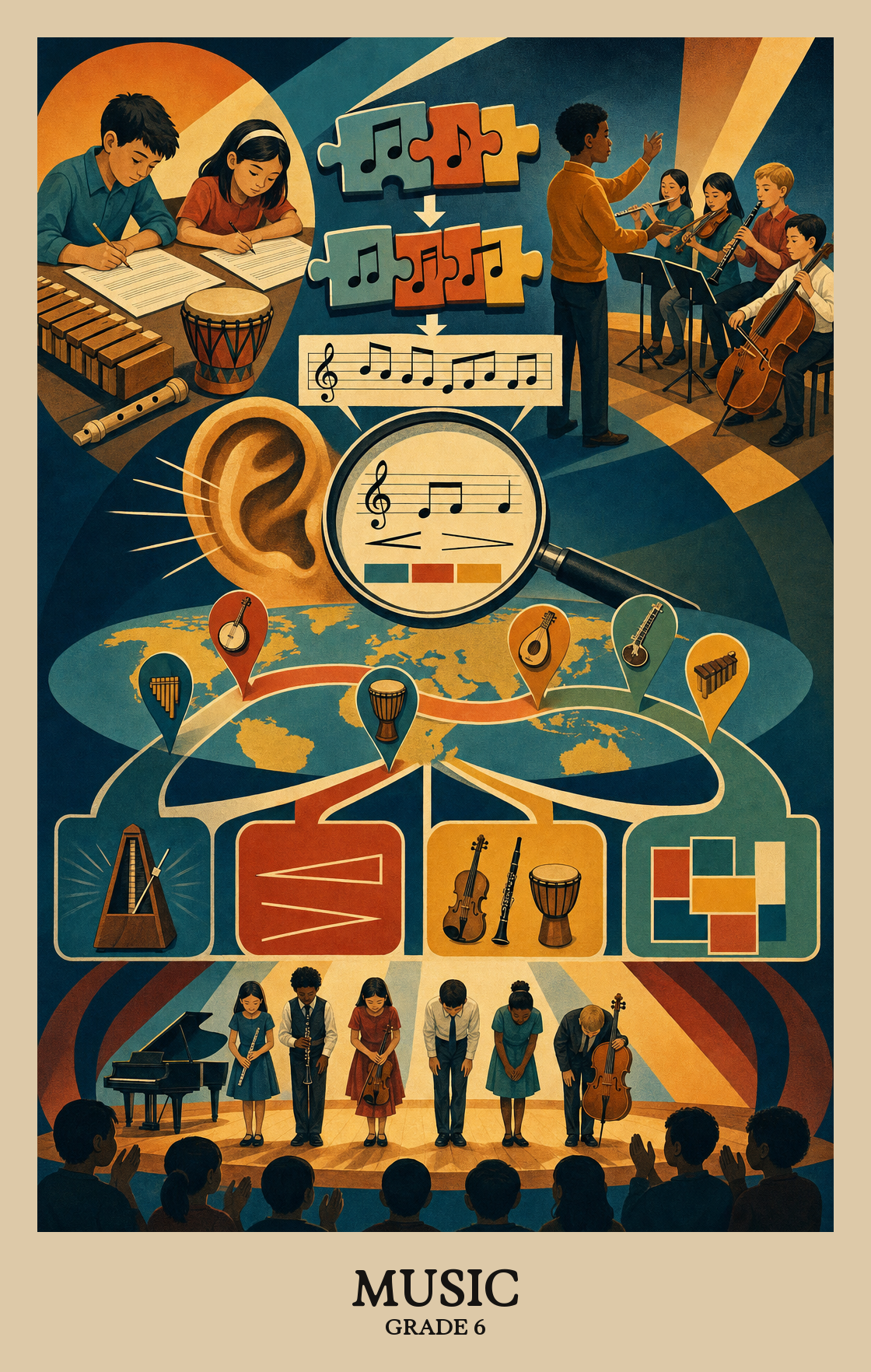 Illustration of what students learn in Grade 6 Arts: Music