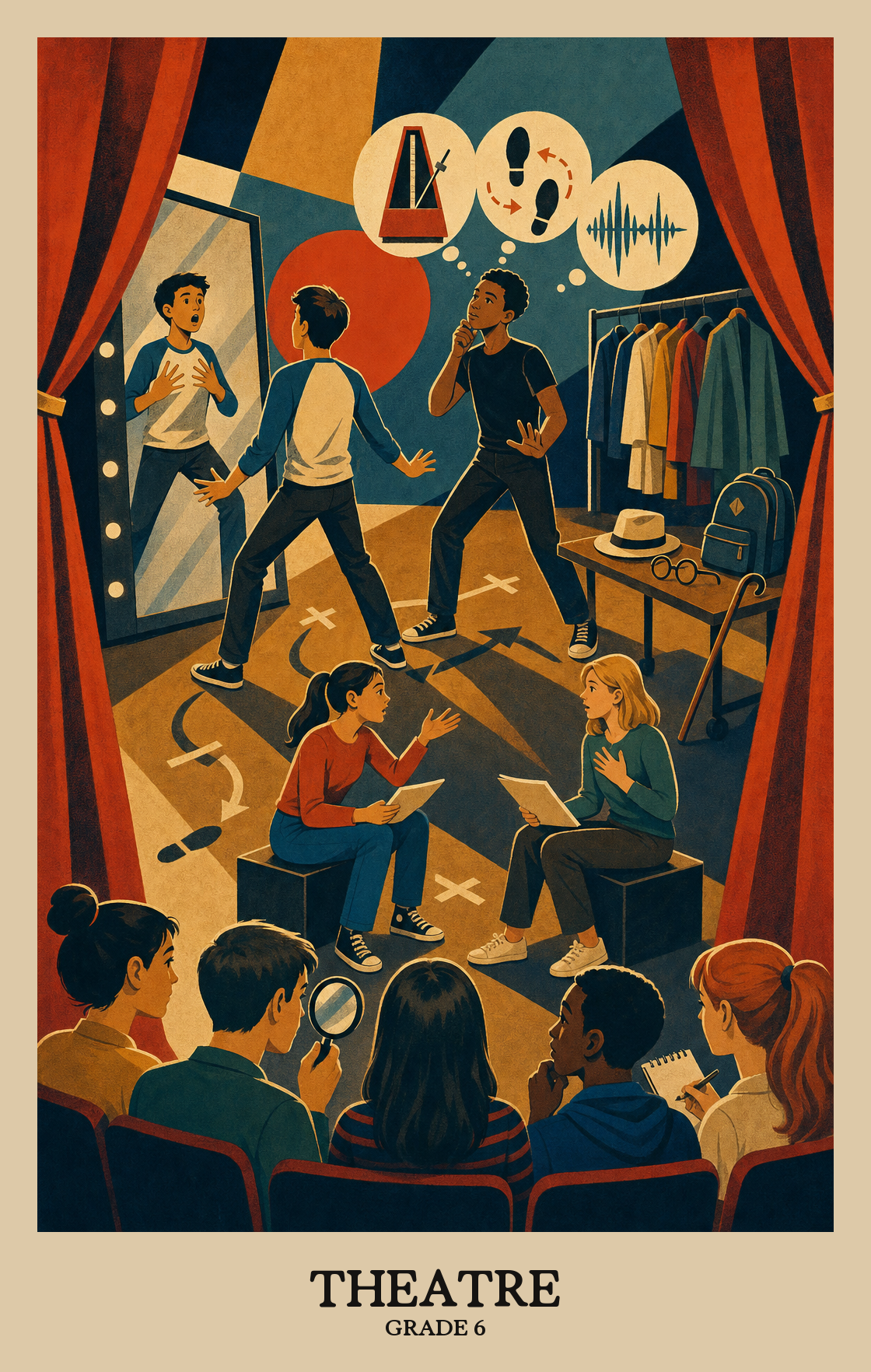 Illustration of what students learn in Grade 6 Arts: Theatre