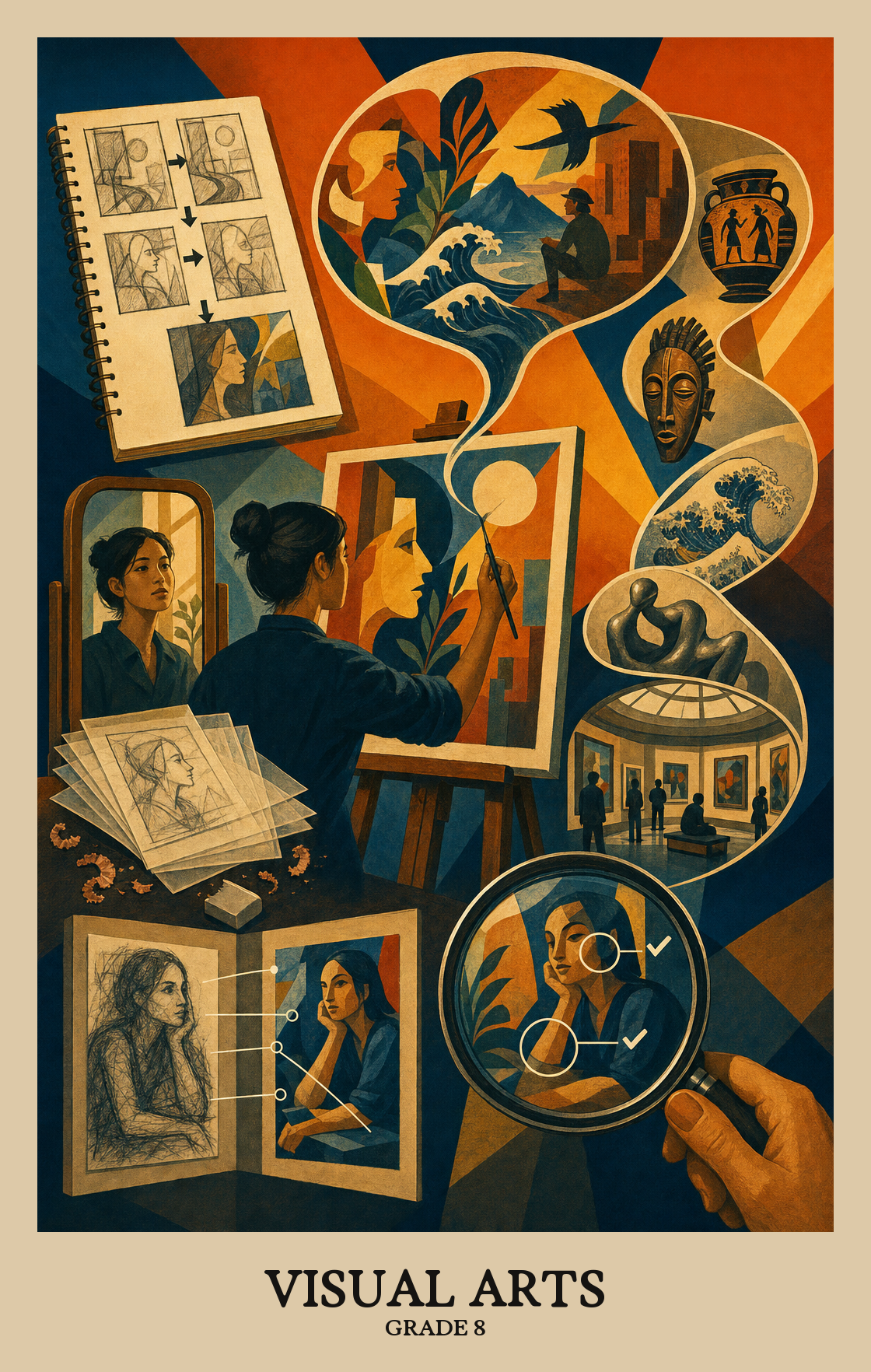 Illustration of what students learn in Grade 8 Arts: Visual Arts