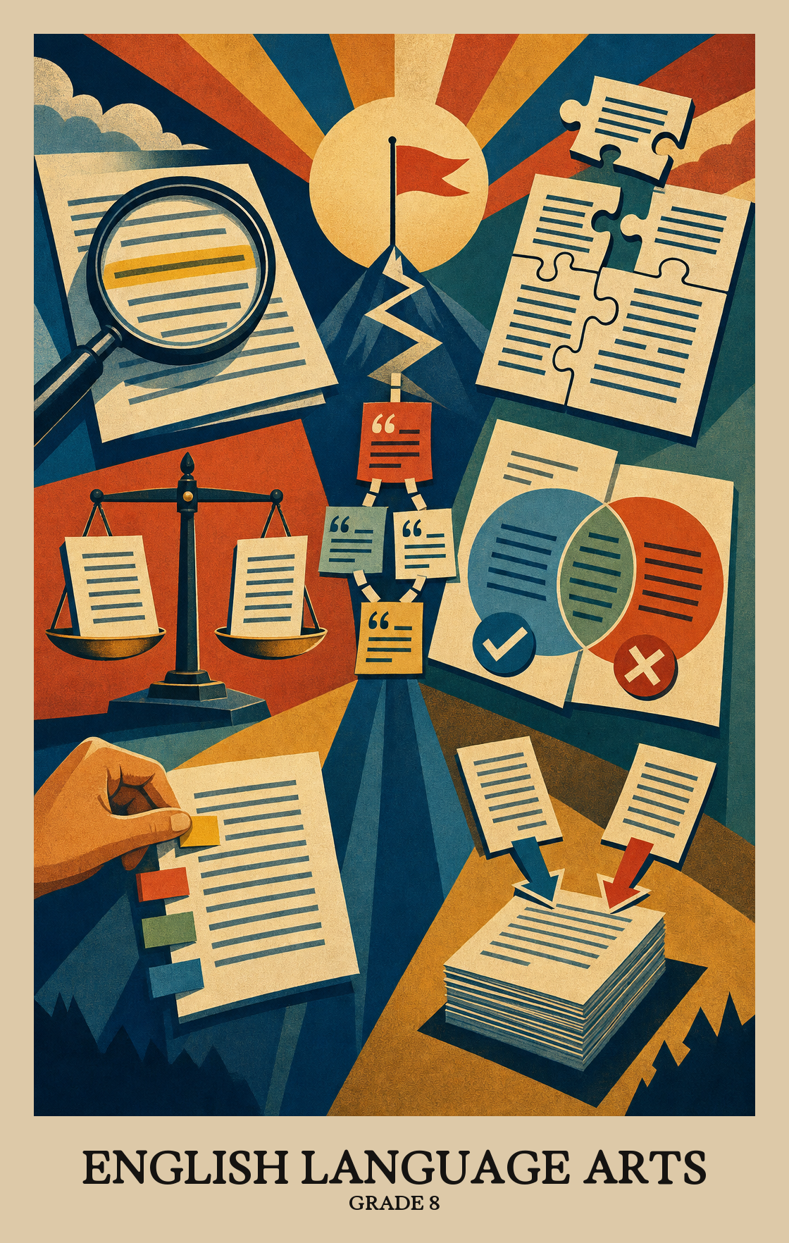 Illustration of what students learn in Grade 8 English Language Arts
