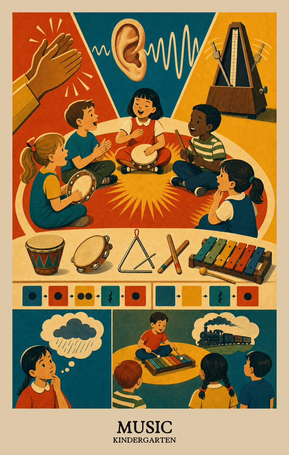 Illustration of what students learn in Kindergarten Arts: Music