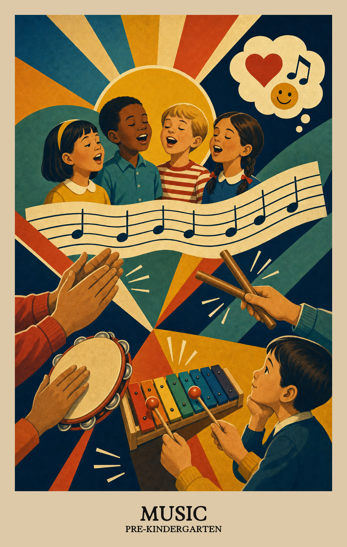 Illustration of what students learn in Pre-Kindergarten Arts: Music