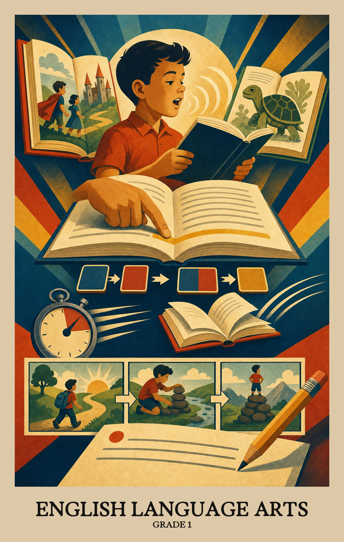 Illustration of what students learn in Grade 1 English Language Arts