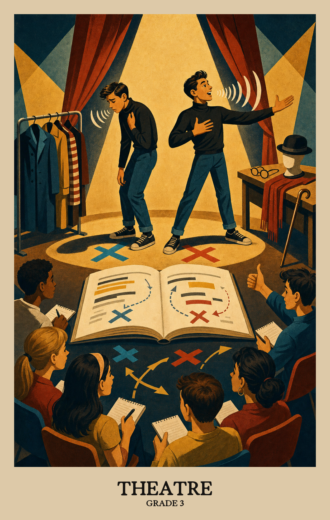 Illustration of what students learn in Grade 3 Arts: Theatre