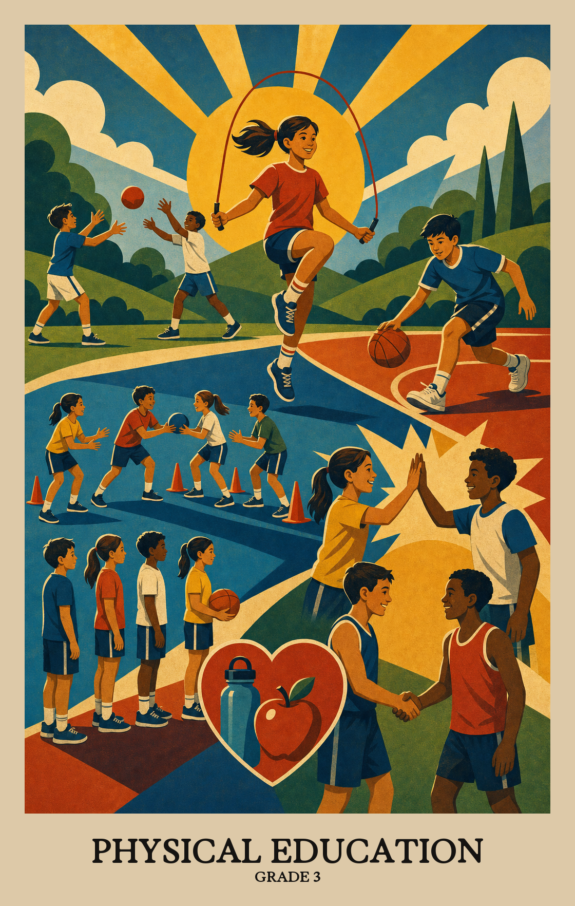 Illustration of what students learn in Grade 3 Physical Education