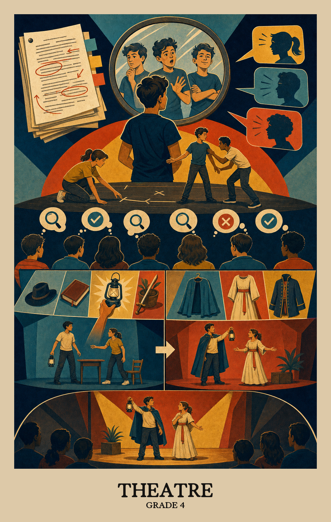 Illustration of what students learn in Grade 4 Arts: Theatre