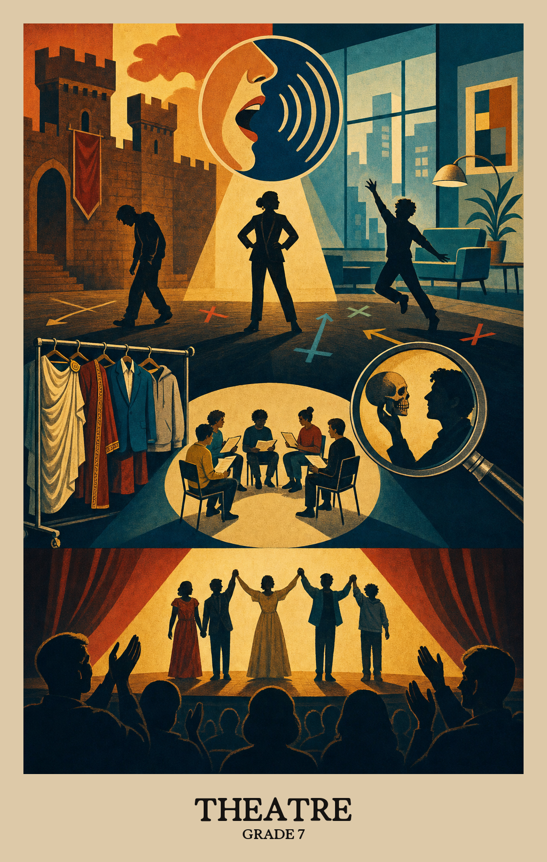 Illustration of what students learn in Grade 7 Arts: Theatre