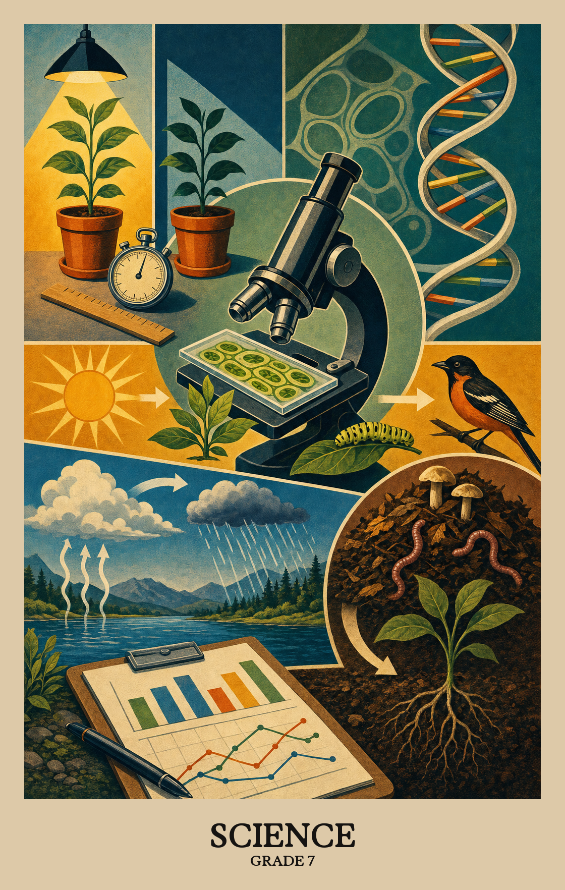 Illustration of what students learn in Grade 7 Science