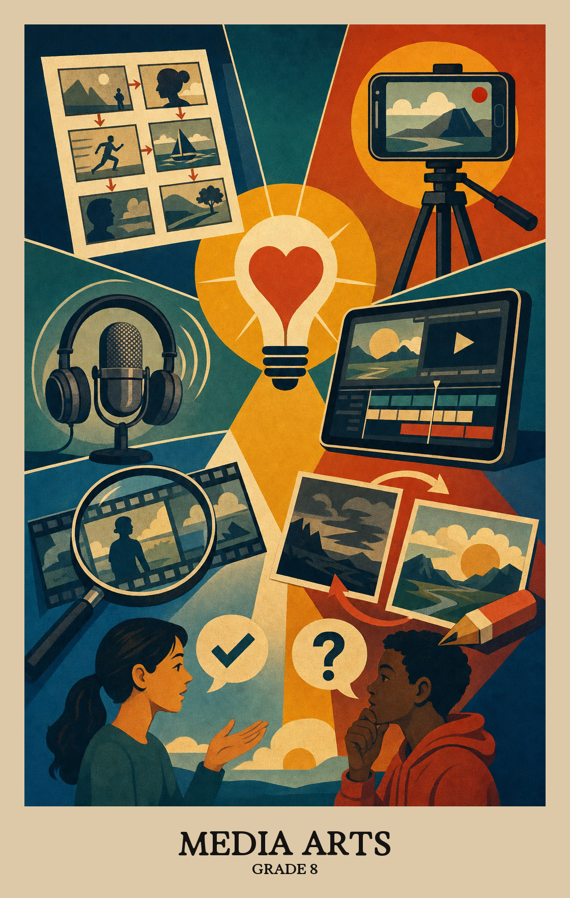 Illustration of what students learn in Grade 8 Arts: Media Arts