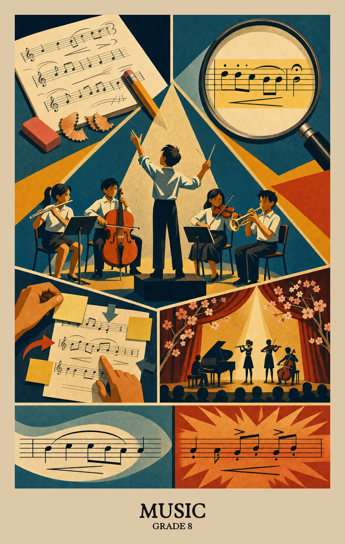 Illustration of what students learn in Grade 8 Arts: Music