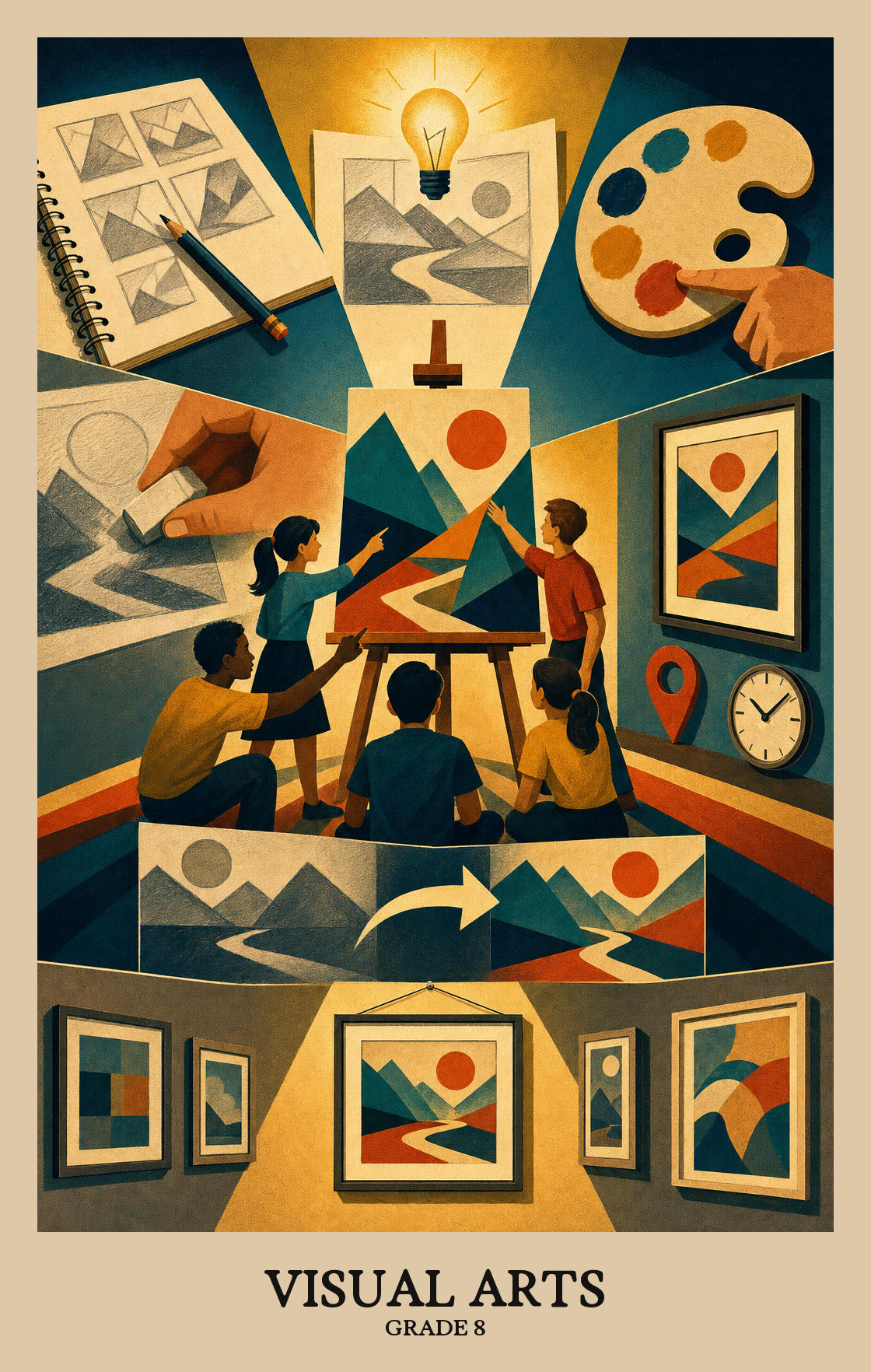 Illustration of what students learn in Grade 8 Arts: Visual Arts