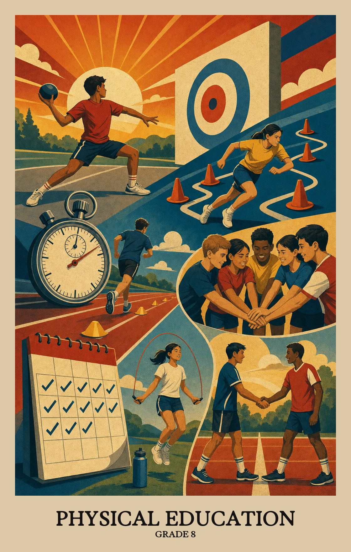 Illustration of what students learn in Grade 8 Physical Education