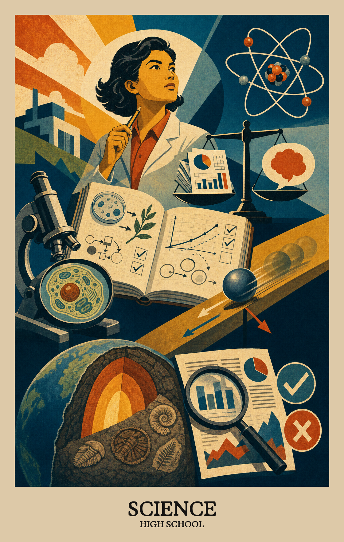 Illustration of what students learn in High School Science