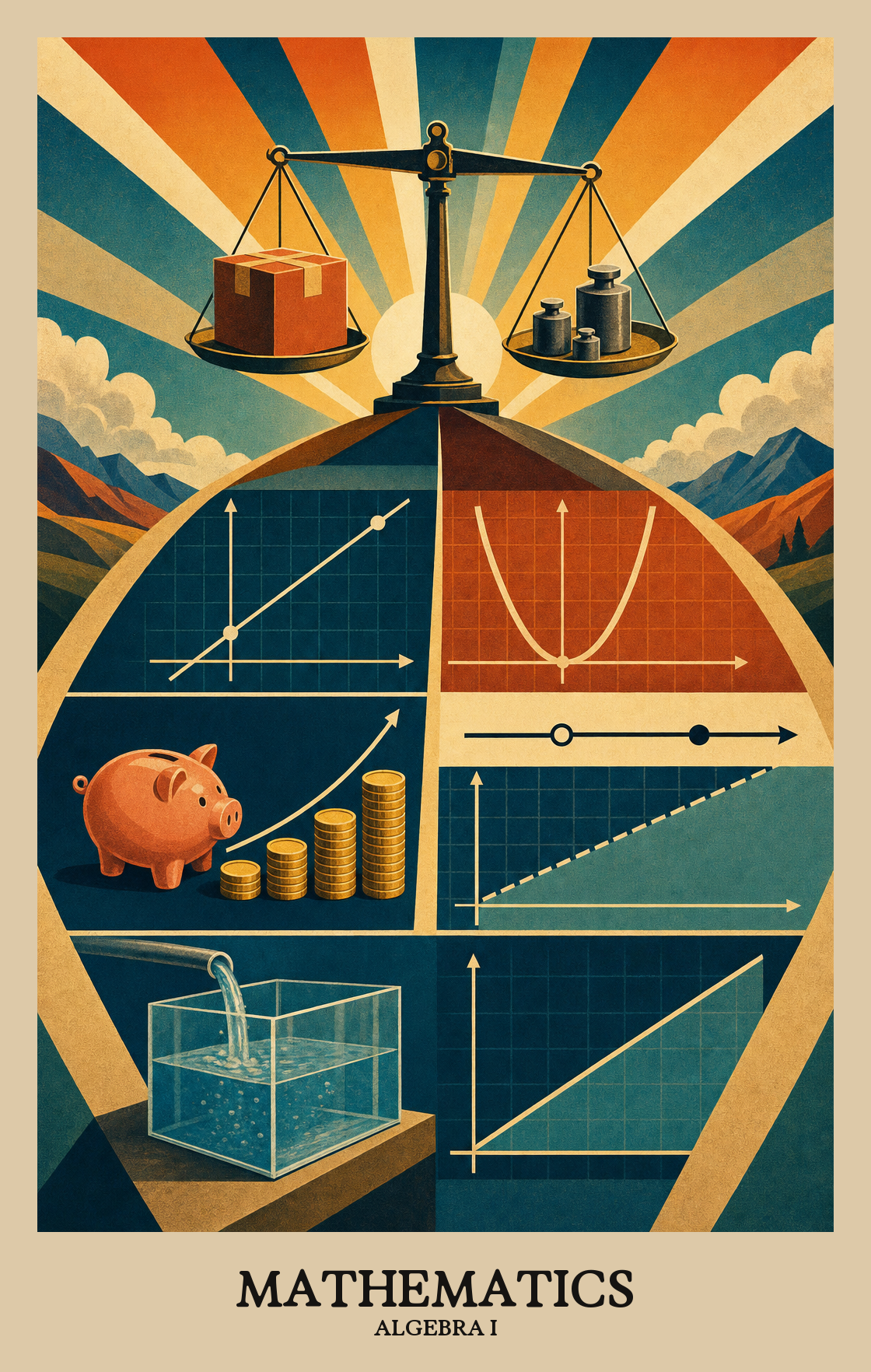 Illustration of what students learn in Algebra I Mathematics