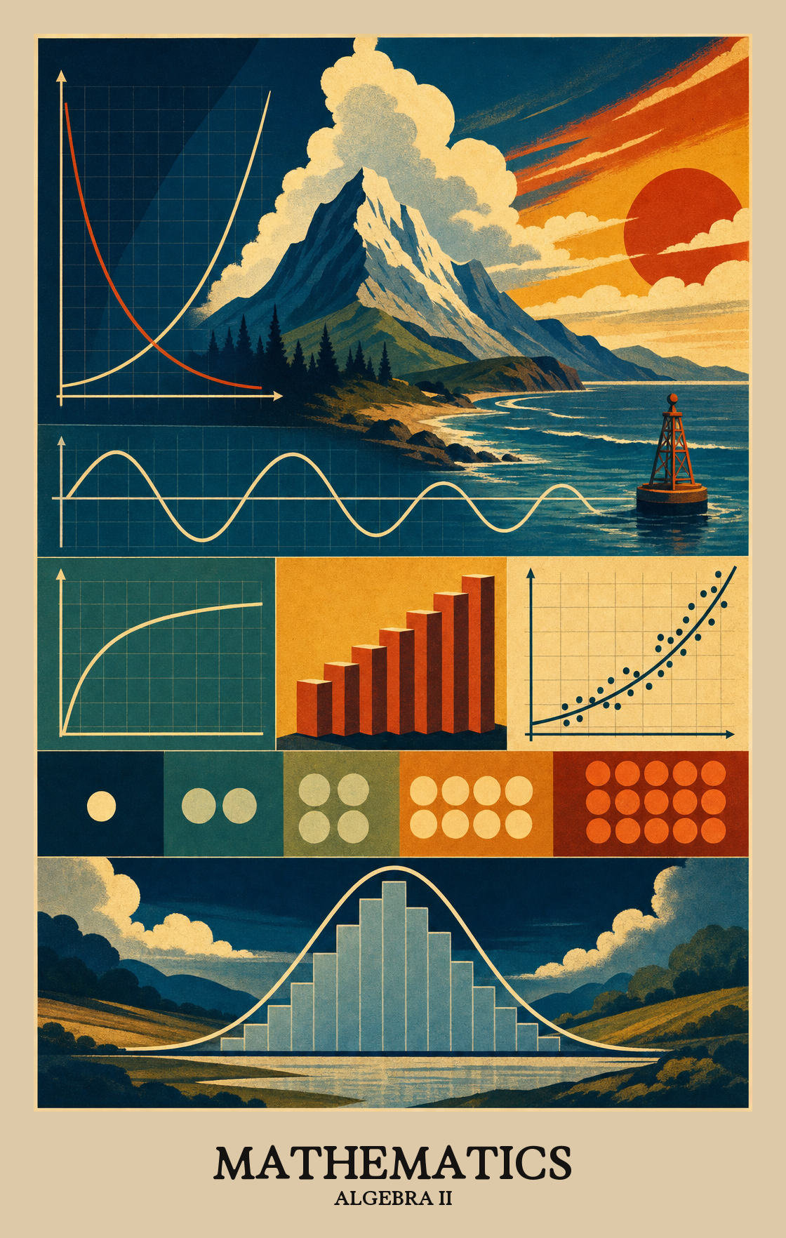 Illustration of what students learn in Algebra II Mathematics