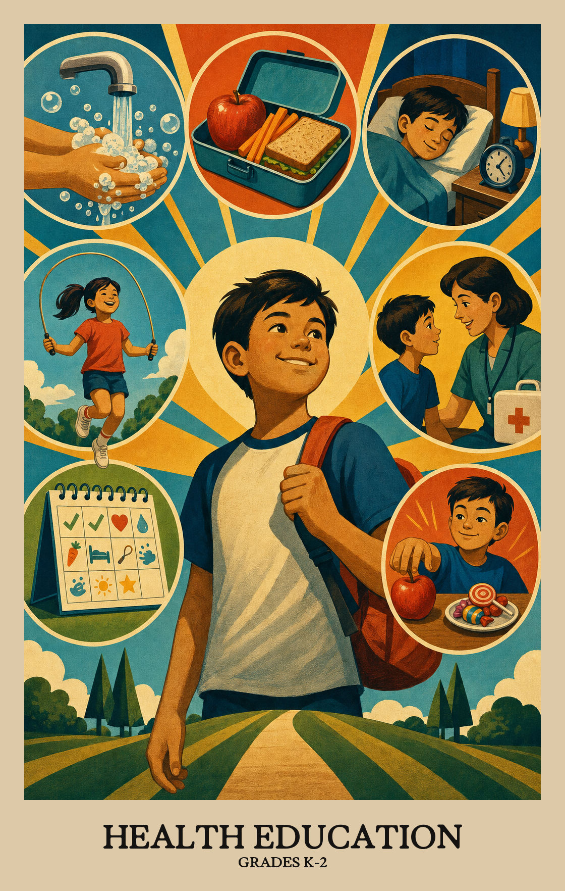 Illustration of what students learn in Grades K-2 Health Education