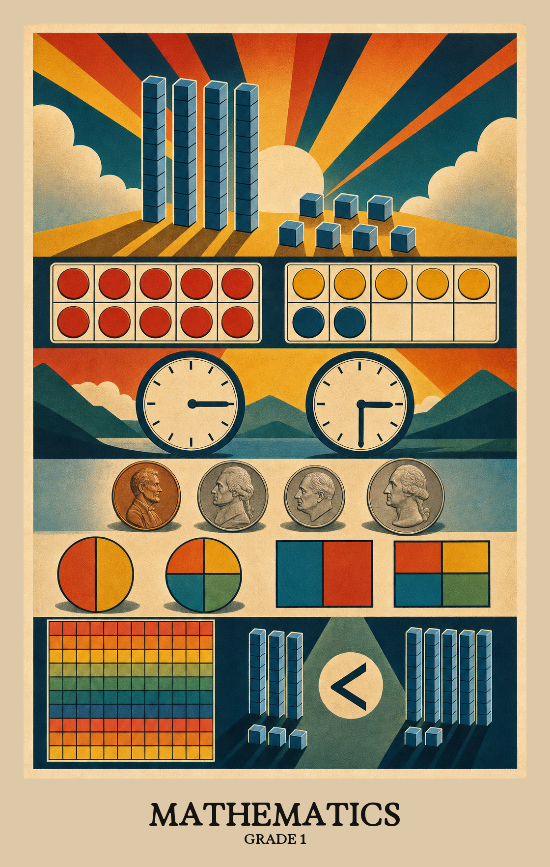 Illustration of what students learn in Grade 1 Mathematics
