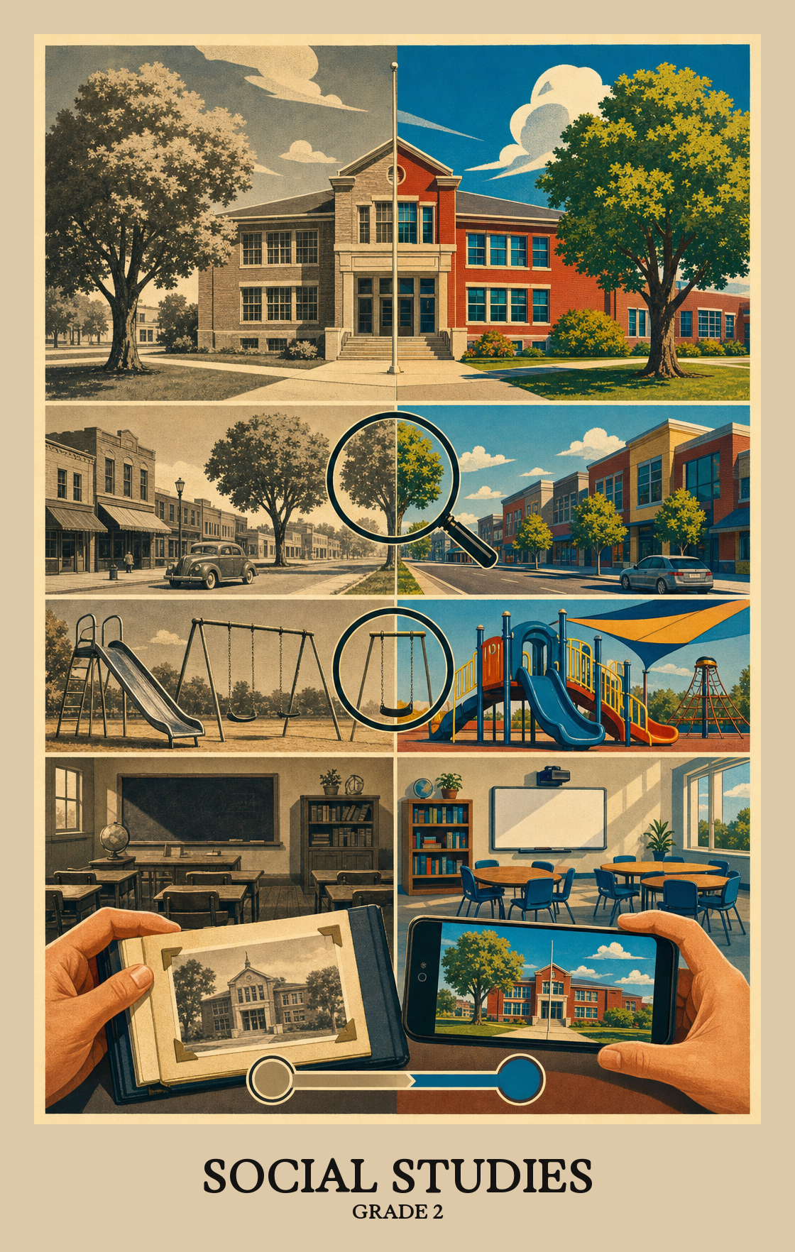 Illustration of what students learn in Grade 2 Social Studies