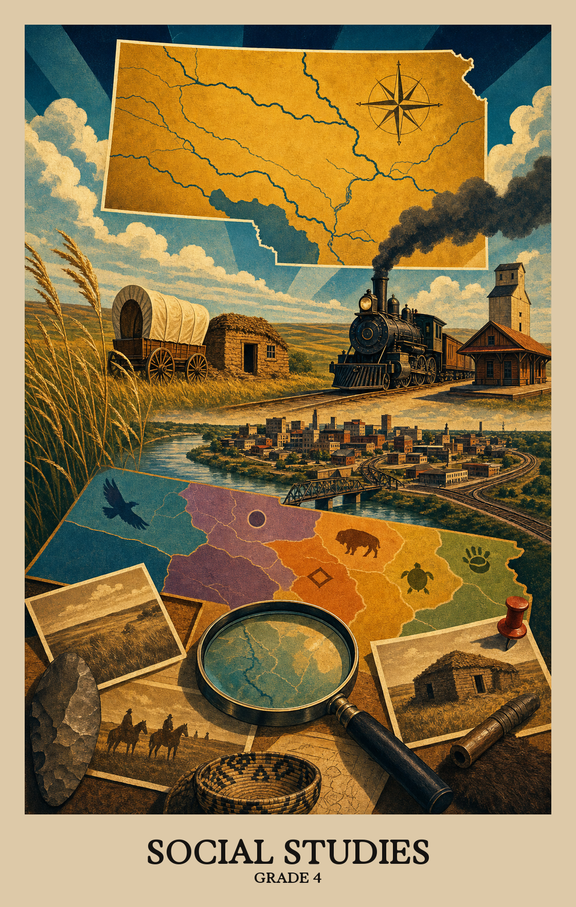 Illustration of what students learn in Grade 4 Social Studies