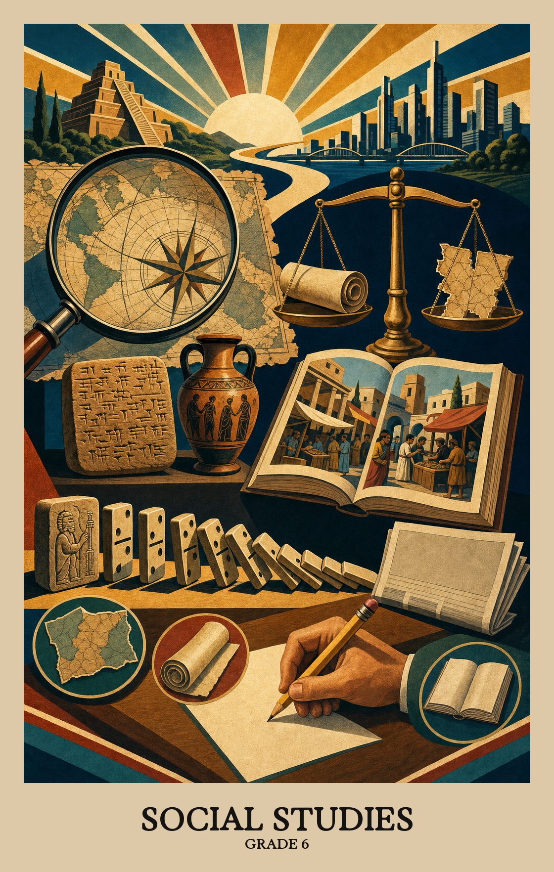 Illustration of what students learn in Grade 6 Social Studies