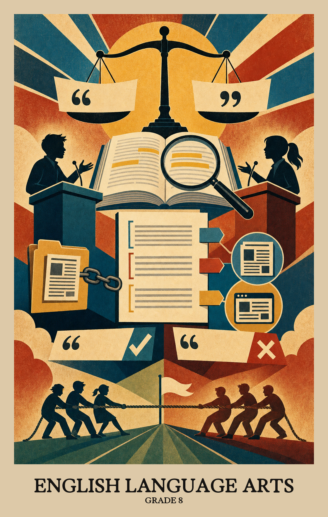 Illustration of what students learn in Grade 8 English Language Arts