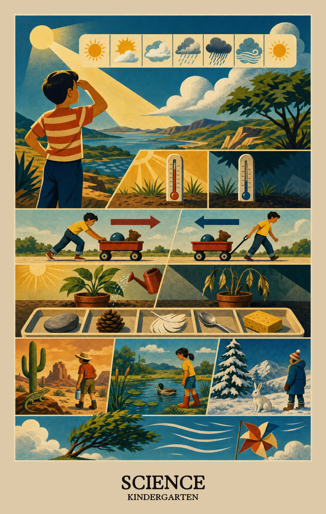 Illustration of what students learn in Kindergarten Science