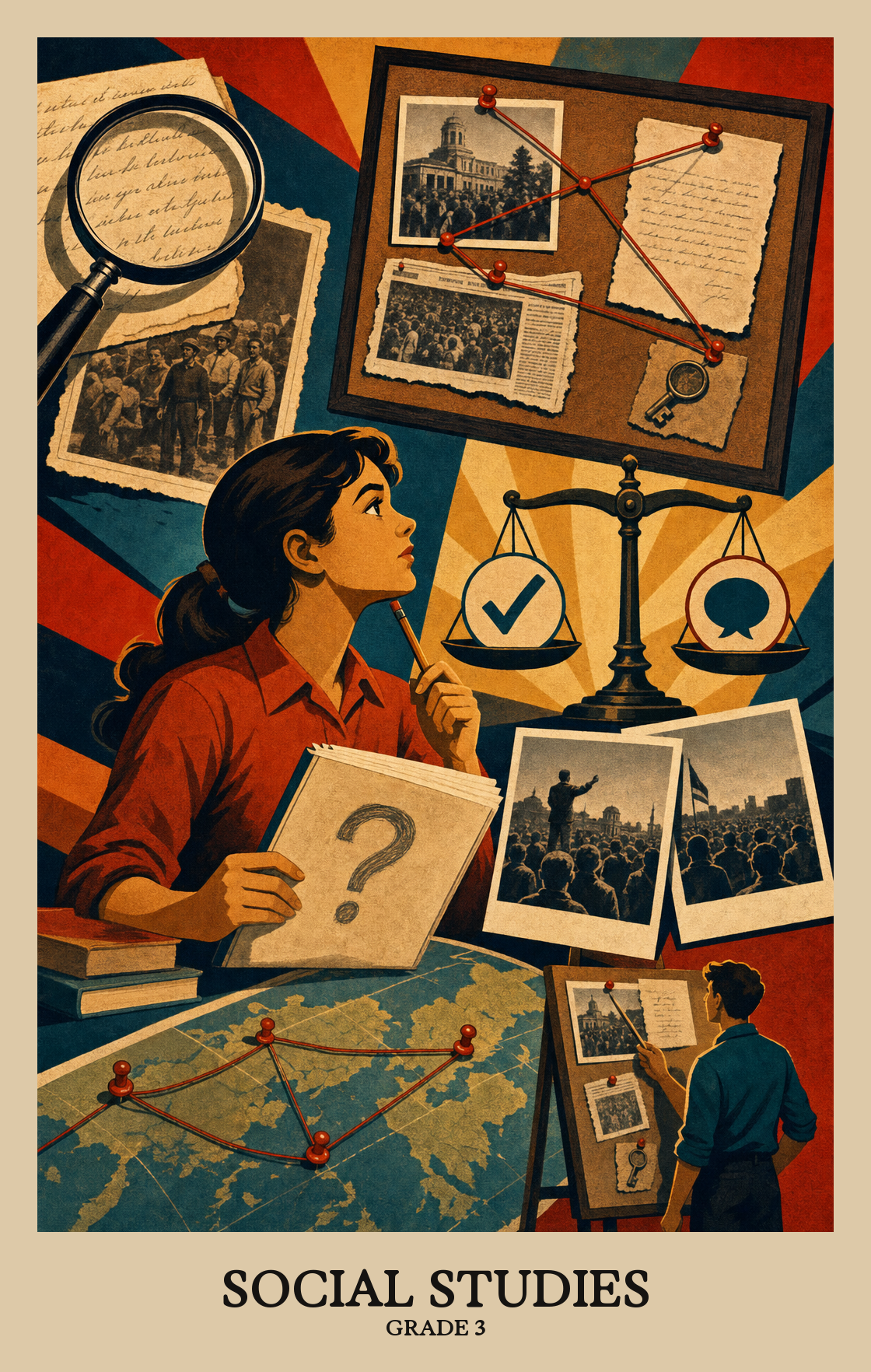 Illustration of what students learn in Grade 3 Social Studies