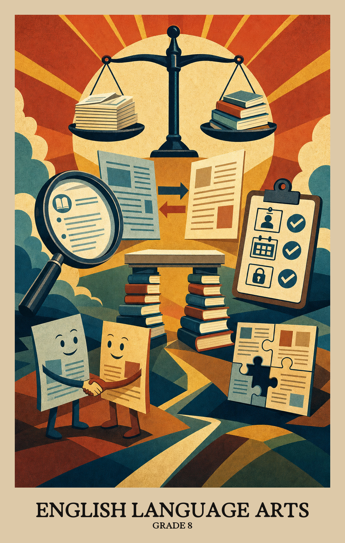 Illustration of what students learn in Grade 8 English Language Arts