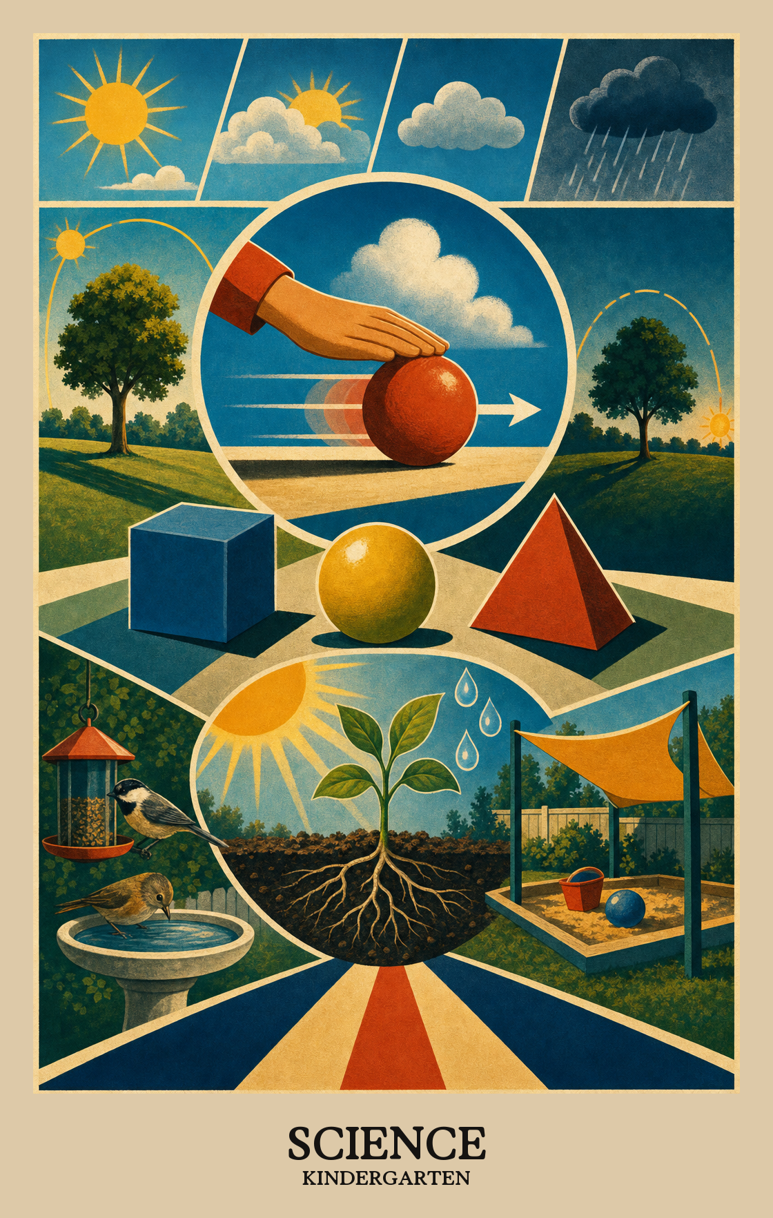 Illustration of what students learn in Kindergarten Science
