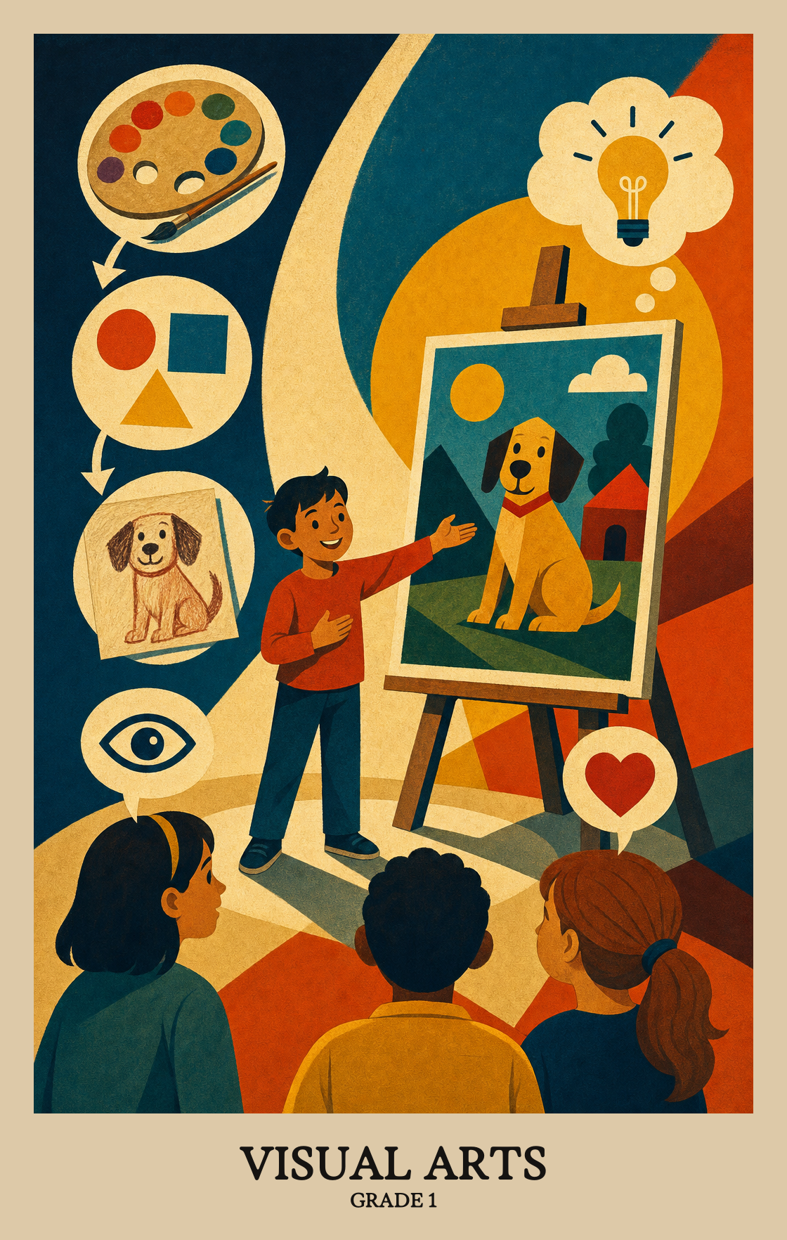 Illustration of what students learn in Grade 1 Arts: Visual Arts