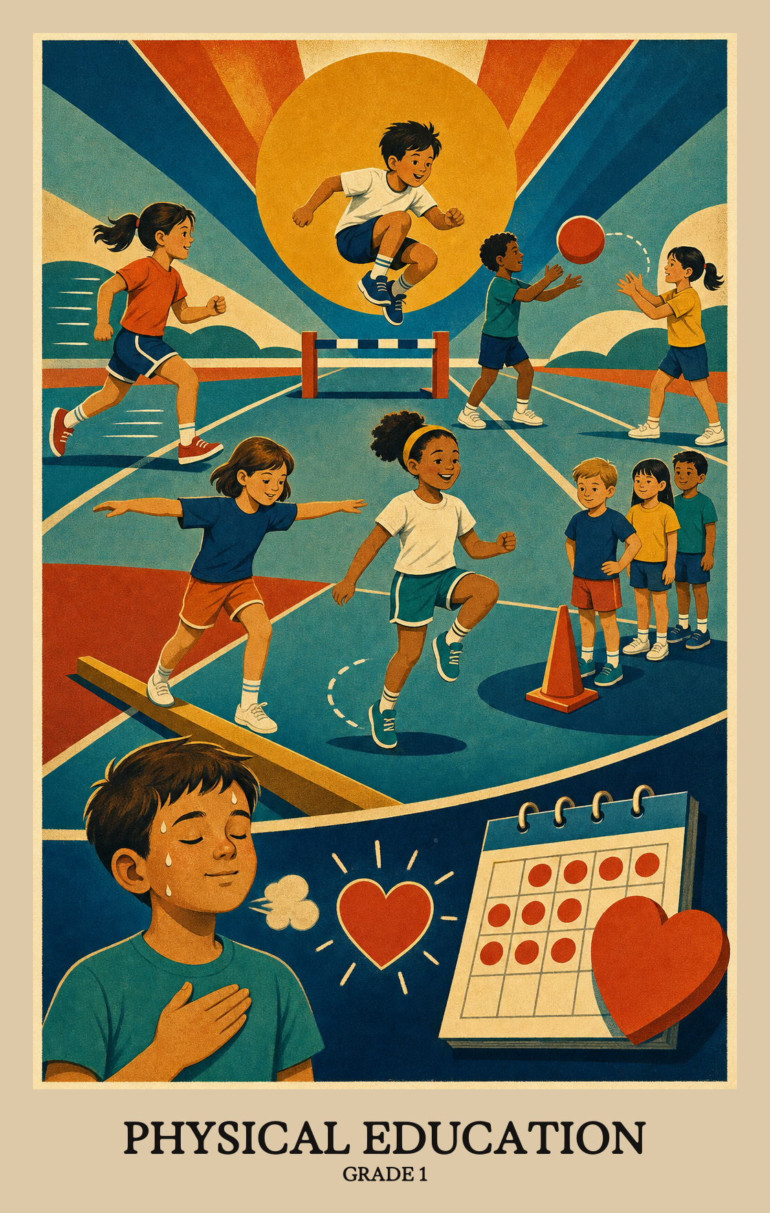 Illustration of what students learn in Grade 1 Physical Education