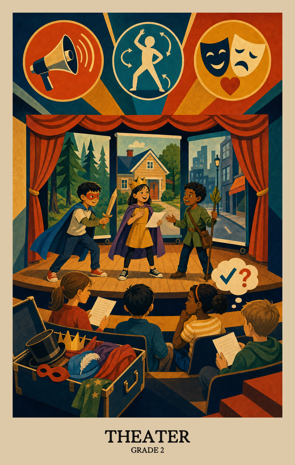 Illustration of what students learn in Grade 2 Arts: Theatre