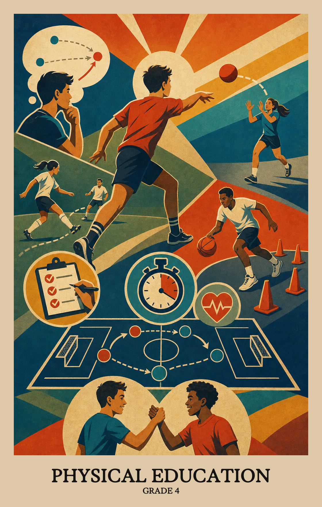 Illustration of what students learn in Grade 4 Physical Education