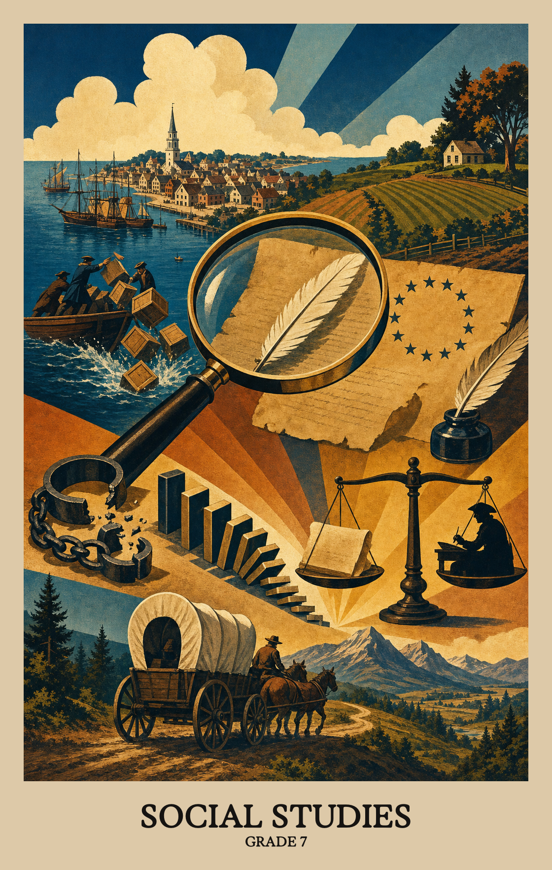 Illustration of what students learn in Grade 7 Social Studies