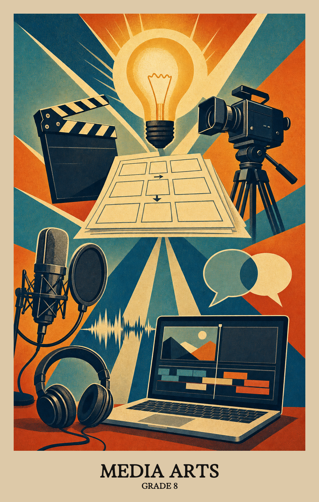 Illustration of what students learn in Grade 8 Arts: Media Arts