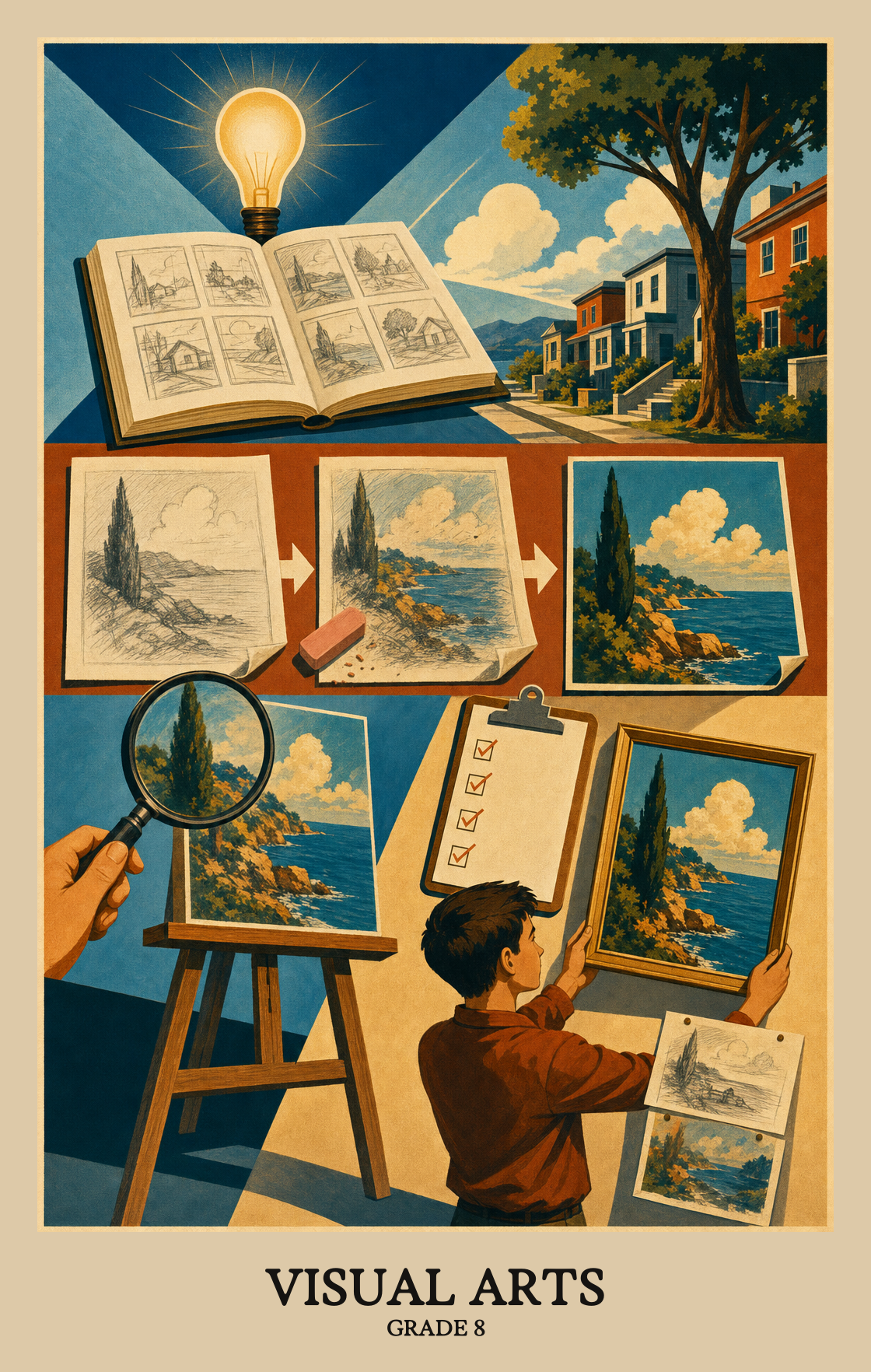 Illustration of what students learn in Grade 8 Arts: Visual Arts