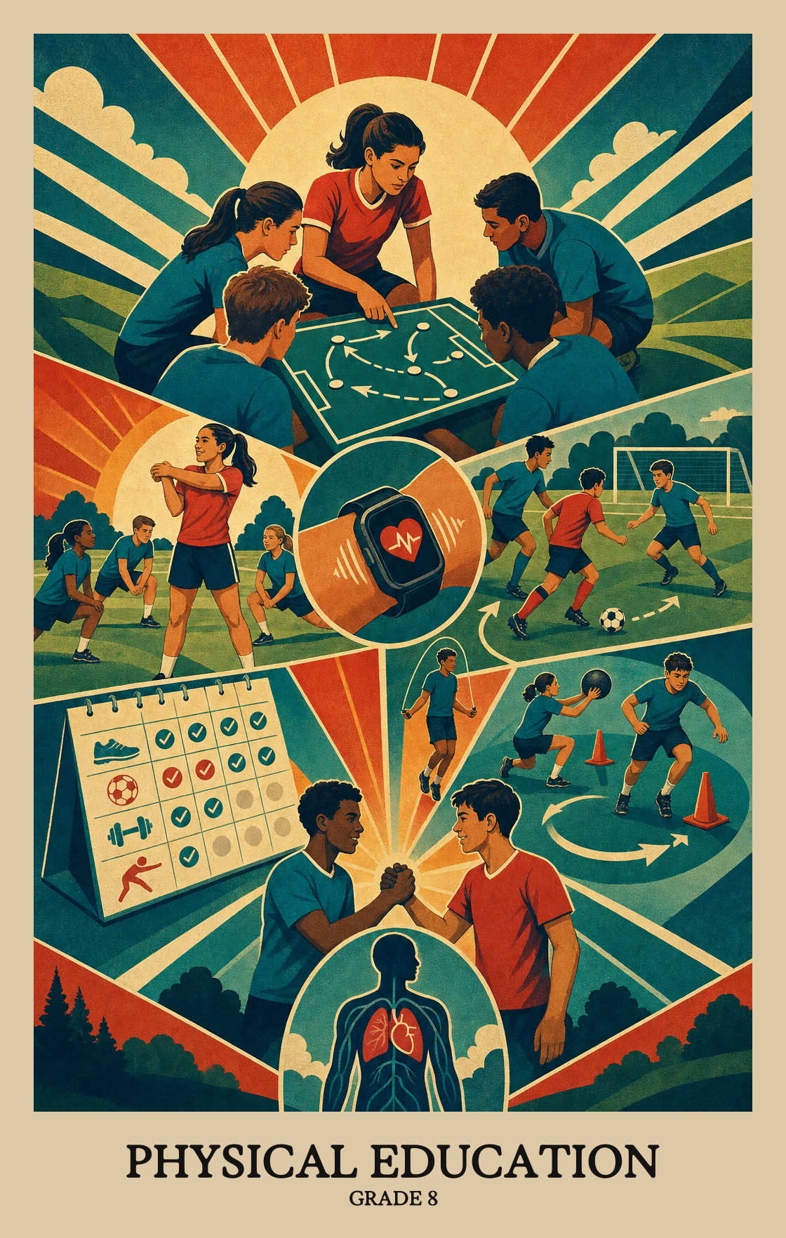 Illustration of what students learn in Grade 8 Physical Education