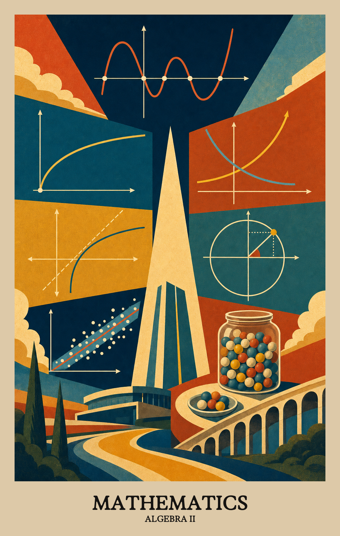 Illustration of what students learn in Algebra II Mathematics