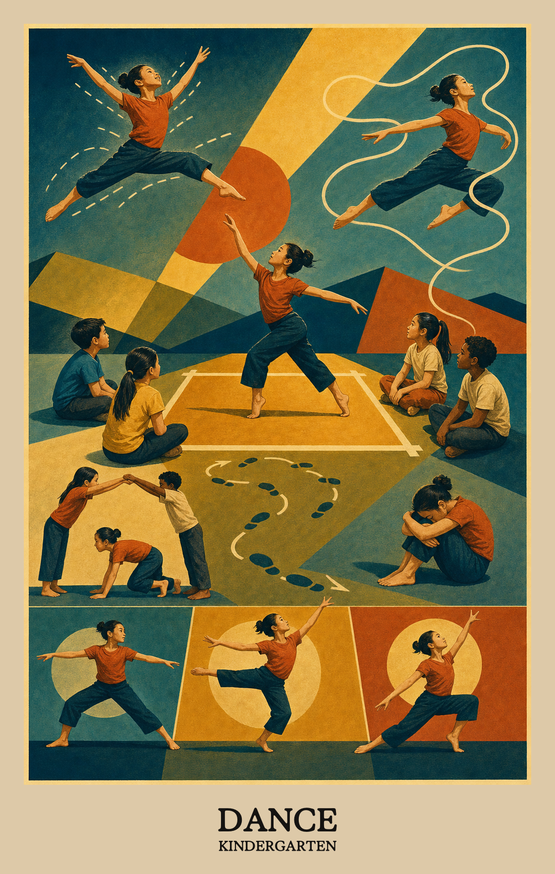 Illustration of what students learn in Kindergarten Arts: Dance