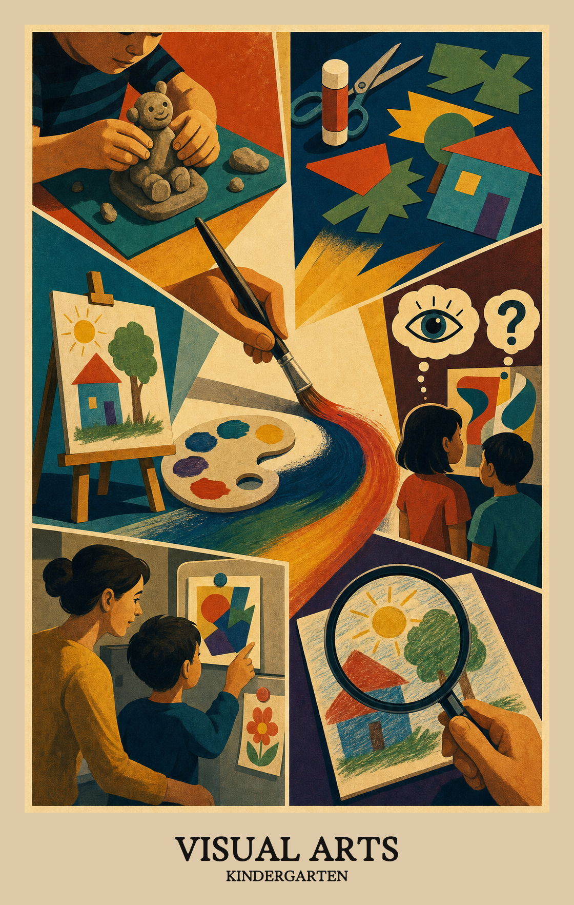 Illustration of what students learn in Kindergarten Arts: Visual Arts