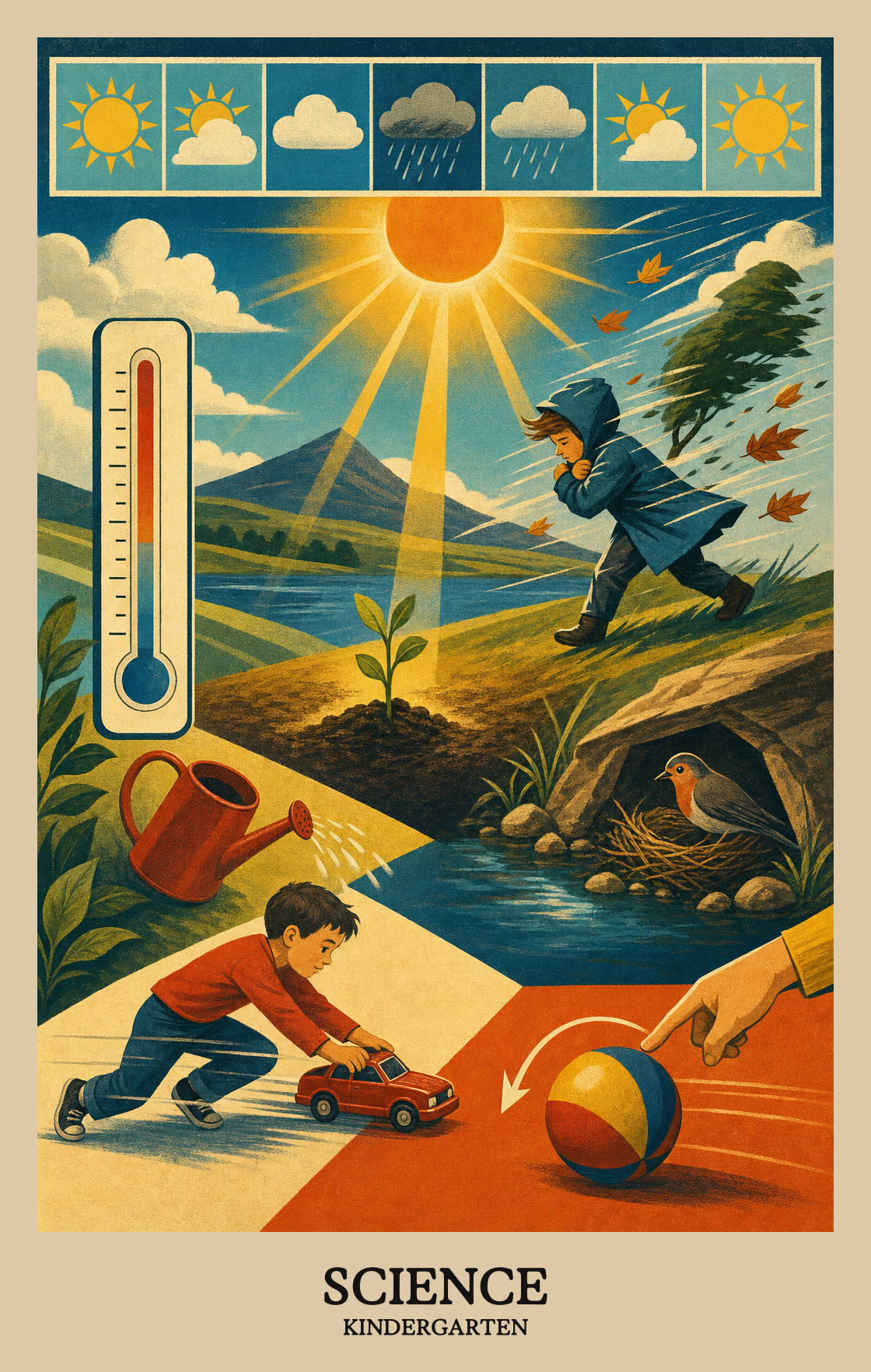 Illustration of what students learn in Kindergarten Science