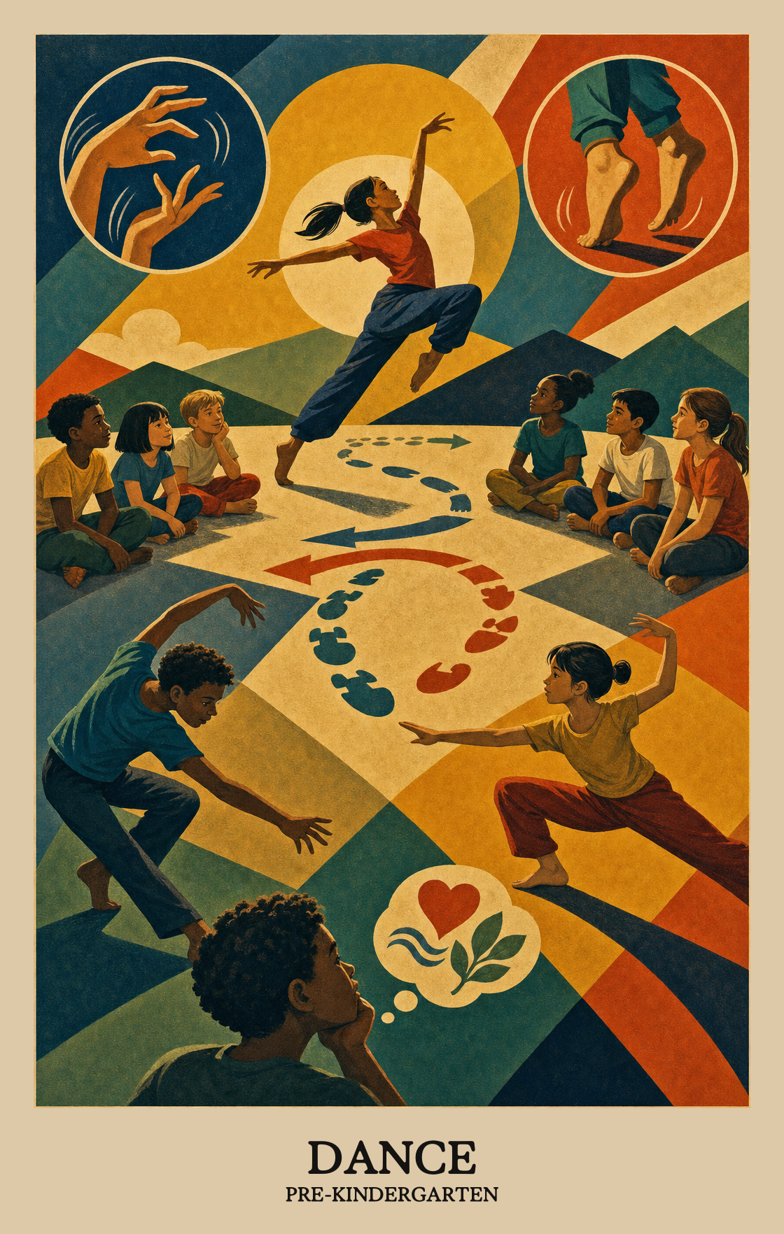 Illustration of what students learn in Pre-Kindergarten Arts: Dance