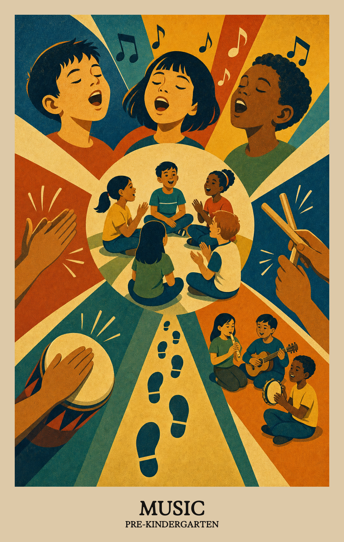 Illustration of what students learn in Pre-Kindergarten Arts: Music